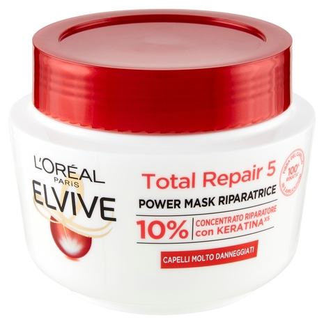 L'Oréal Paris Maschera Capelli Elvive Total Repair 5, Ricostituente per Capelli Sciupati 300 ml